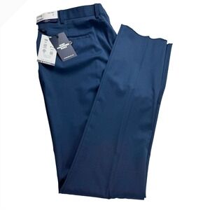 Hart Schaffner Marx New York Unhemmed W40 Blue Stretch Wrinkle Free Dress Pants